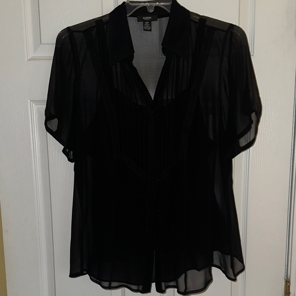 Alfani Women's Black Two-piece Sheer Blouse 18W